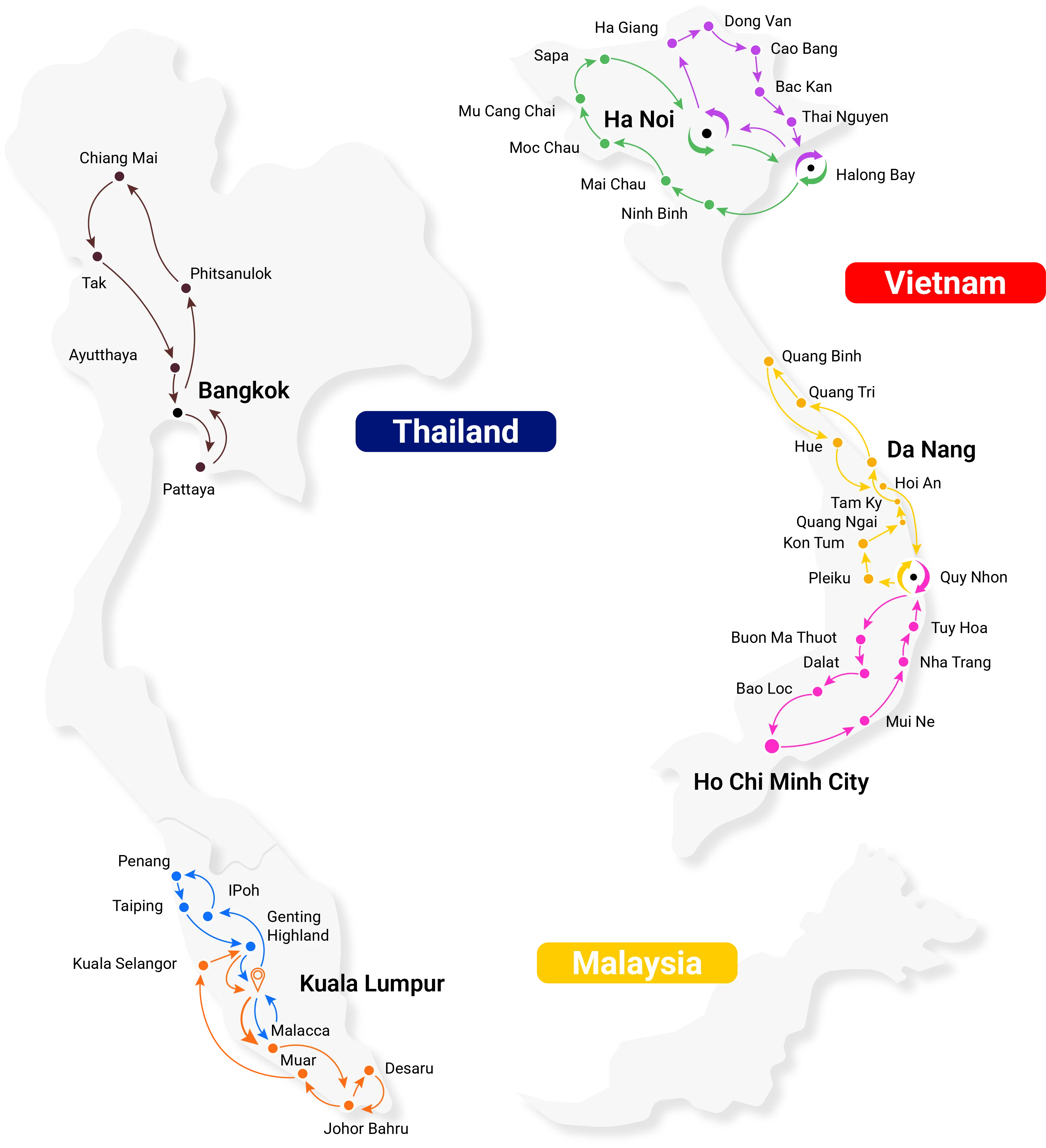 Map of all tour lines